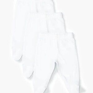 3-Pack Footed Baby Pants - White